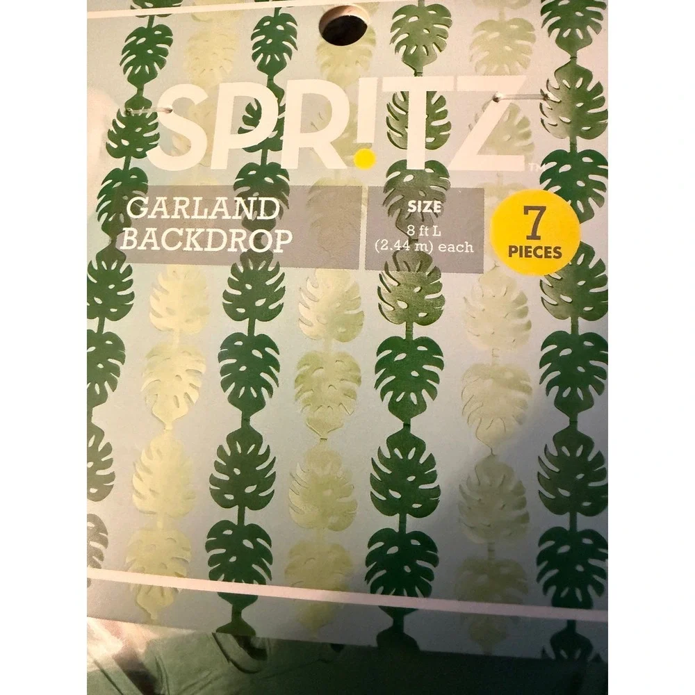 Spritz Monstera Palm Leaf Garland Backdrop Green Tropical Party Decor 4 Packs